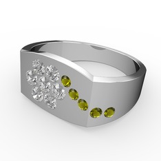 Gardenia Çiçek Yüzük - Peridot ve swarovski 925 ayar gümüş yüzük #19thx1w