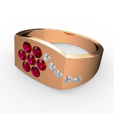 Gardenia Çiçek Yüzük - Swarovski ve rodolit garnet 8 ayar rose altın yüzük #1h8b495