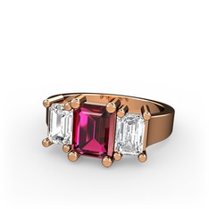 Arnia Yüzük - Rodolit garnet ve swarovski 925 ayar rose altın kaplama gümüş yüzük #ciqnex