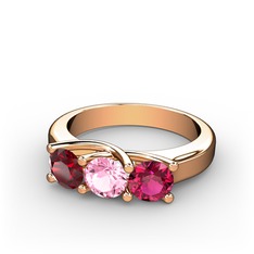 Vela Tria Yüzük - Garnet, pembe kuvars ve rodolit garnet 8 ayar rose altın yüzük #mteksa