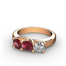 Garnet, kök yakut ve swarovski 925 ayar rose altın kaplama gümüş yüzük