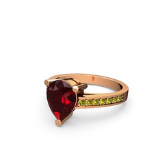 Garnet ve peridot 8 ayar rose altın yüzük