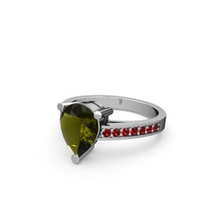 Peridot ve garnet 925 ayar gümüş yüzük