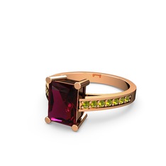 Rodolit garnet ve peridot 925 ayar rose altın kaplama gümüş yüzük