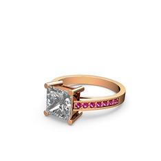 Swarovski ve rodolit garnet 8 ayar rose altın yüzük