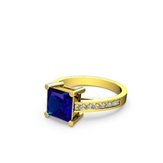 Lab safir ve swarovski 8 ayar altın yüzük