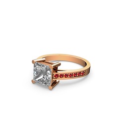 Swarovski ve garnet 14 ayar rose altın yüzük