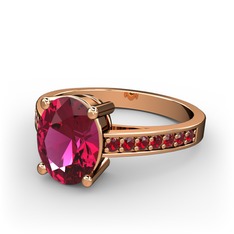 Rodolit garnet ve garnet 8 ayar rose altın yüzük