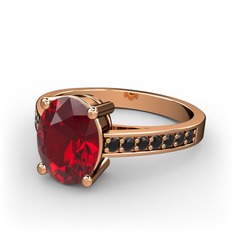 Garnet ve siyah zirkon 925 ayar rose altın kaplama gümüş yüzük