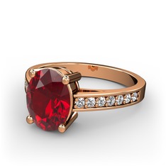 Marvina Tektaş Yüzük - Garnet ve swarovski 18 ayar rose altın yüzük #f4o2uo