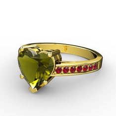 Lovie Kalp Tektaş Yüzük - Peridot ve garnet 14 ayar altın yüzük #gd69wr