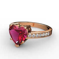 Rodolit garnet ve swarovski 8 ayar rose altın yüzük