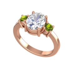 Tria Carita Yüzük - Swarovski ve peridot 14 ayar rose altın yüzük #17hn2aj