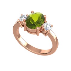 Tria Carita Yüzük - Peridot ve swarovski 14 ayar rose altın yüzük #19a62c6