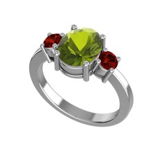 Peridot ve garnet 925 ayar gümüş yüzük