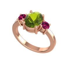 Tria Carita Yüzük - Peridot ve rodolit garnet 8 ayar rose altın yüzük #yiwqzv