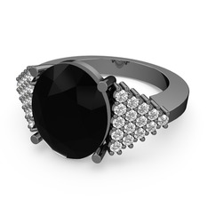 Bianna Yüzük - Siyah zirkon ve swarovski 925 ayar siyah rodyum kaplama gümüş yüzük #ibjyqj