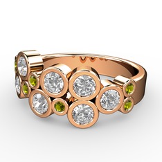 Karma Yüzük - Swarovski ve peridot 925 ayar rose altın kaplama gümüş yüzük #1776nrp