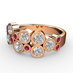 Swarovski ve rodolit garnet 8 ayar rose altın yüzük