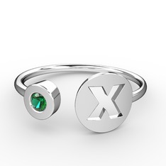 x Harfli Taşlı Yüzük - Yeşil kuvars 925 ayar gümüş yüzük #1lx7jno