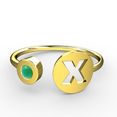x Harfli Taşlı Yüzük - Kök zümrüt 18 ayar altın yüzük #1qpcjsj