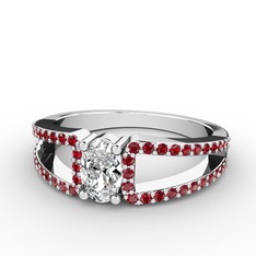 Mimoza Yüzük - Swarovski ve garnet 18 ayar beyaz altın yüzük #f4uxut