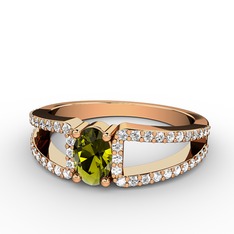 Peridot ve swarovski 8 ayar rose altın yüzük