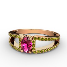 Rodolit garnet ve peridot 18 ayar rose altın yüzük