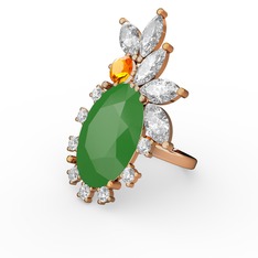 Arinna Yüzük - Neon yeşil akrilik 925 ayar rose altın kaplama gümüş yüzük #1reoj63