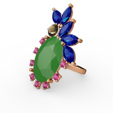 Arinna Yüzük - Neon yeşil akrilik 925 ayar rose altın kaplama gümüş yüzük #1v8z0a8