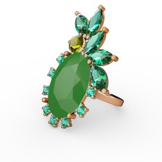 Arinna Yüzük - Neon yeşil akrilik, yeşil kuvars ve peridot 18 ayar rose altın yüzük #seho7q