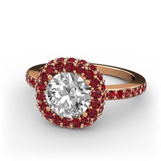 Swarovski ve garnet 14 ayar rose altın yüzük