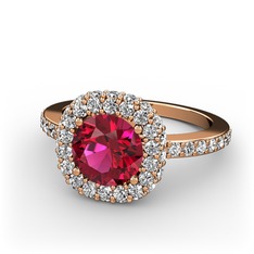 Rodolit garnet ve swarovski 14 ayar rose altın yüzük