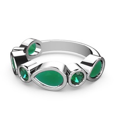Alina Yüzük - Kök zümrüt ve yeşil kuvars 925 ayar gümüş yüzük #1cueauf