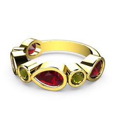 Garnet ve peridot 14 ayar altın yüzük