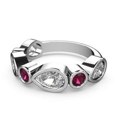 Alina Yüzük - Swarovski ve rodolit garnet 14 ayar beyaz altın yüzük #nycllm