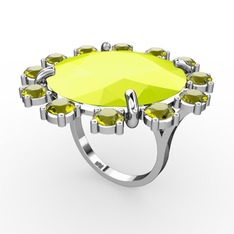 Lumi Yüzük - Neon sarı akrilik ve peridot 925 ayar gümüş yüzük #nsg4on