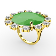 Lumi Yüzük - Neon yeşil akrilik ve pırlanta 925 ayar altın kaplama gümüş yüzük (2.88 karat) #sew32f